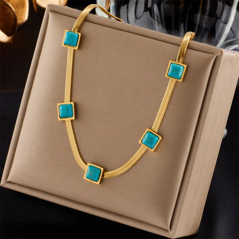 316L Stainless Steel Gold Color Crystal Necklace for Women Punk Street Trend Snake Chain Choker Girls Jewelry Gifts
