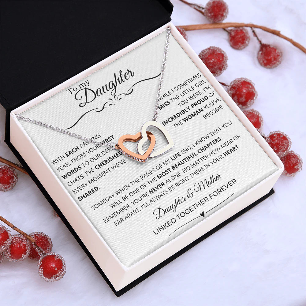 To My Daughter - Linked Hearts Necklace
