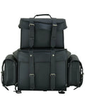 Leather Black PVC Large Four Piece Motorcycle Touring Tail Bag