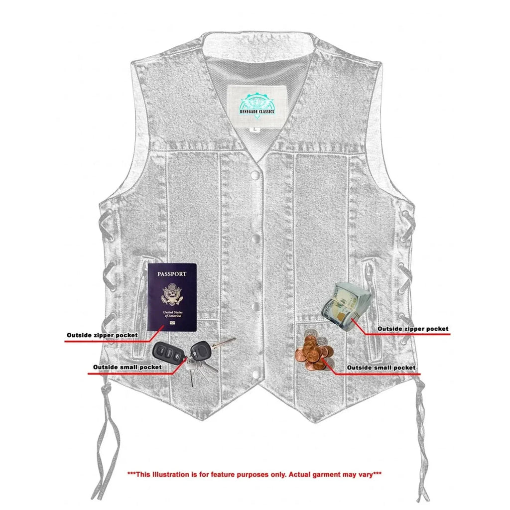 Women's 6 Pocket Denim Utility Vest - Blue