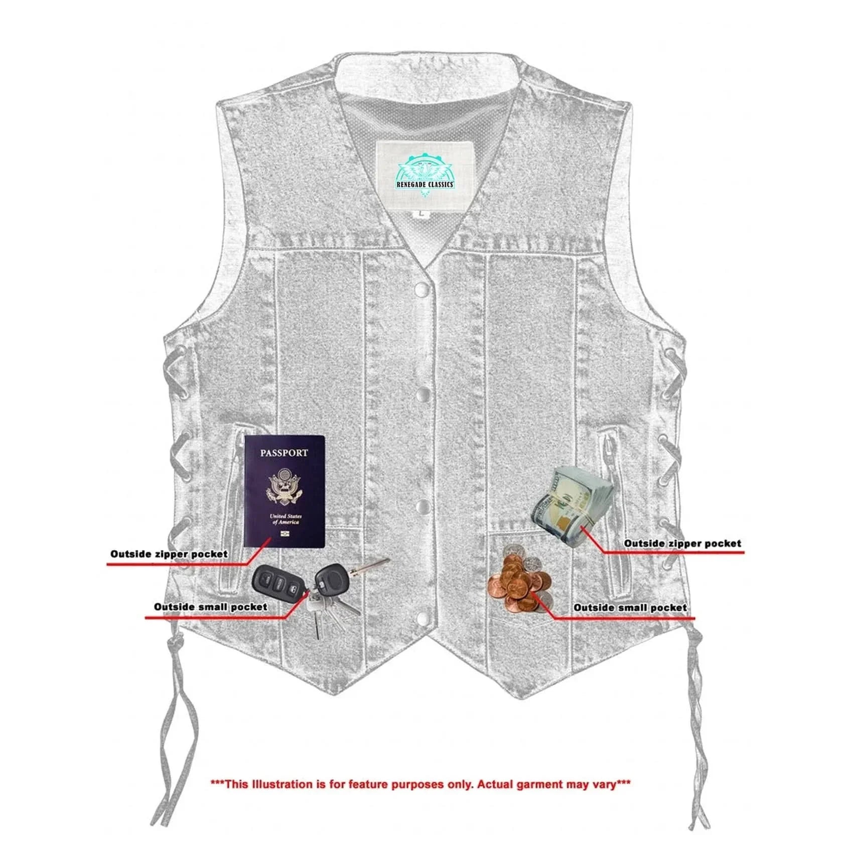 Women's 6 Pocket Denim Utility Vest - Blue