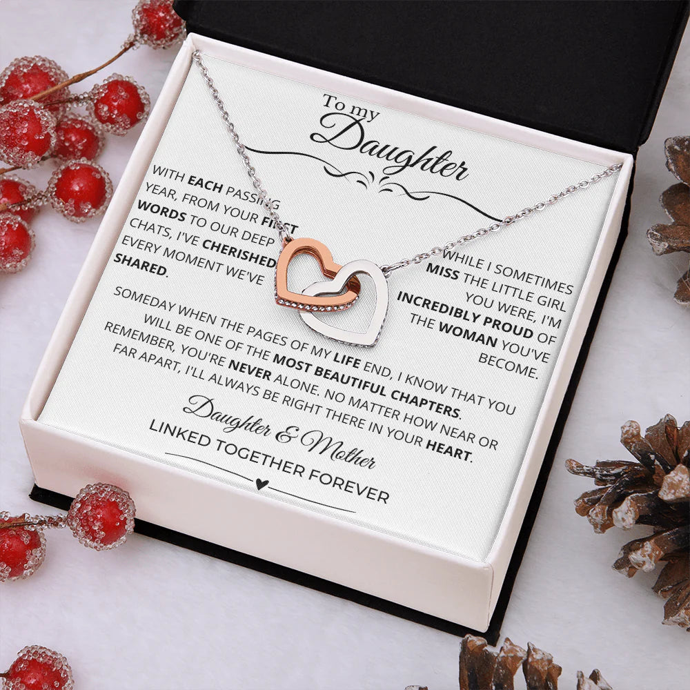To My Daughter - Linked Hearts Necklace