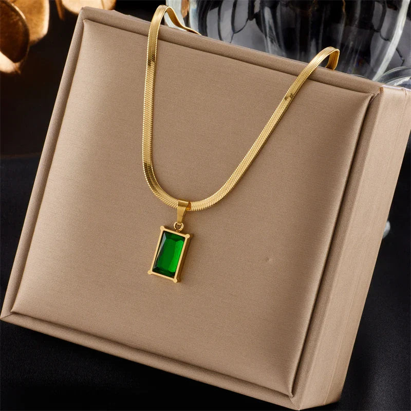 316L Stainless Steel Gold Color Crystal Necklace for Women Punk Street Trend Snake Chain Choker Girls Jewelry Gifts