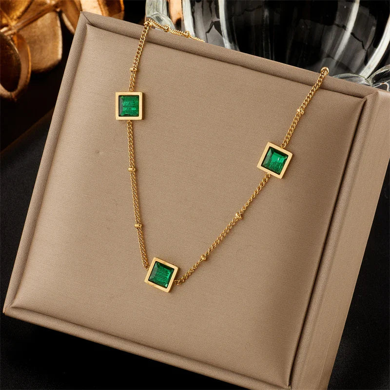316L Stainless Steel Gold Color Crystal Necklace for Women Punk Street Trend Snake Chain Choker Girls Jewelry Gifts