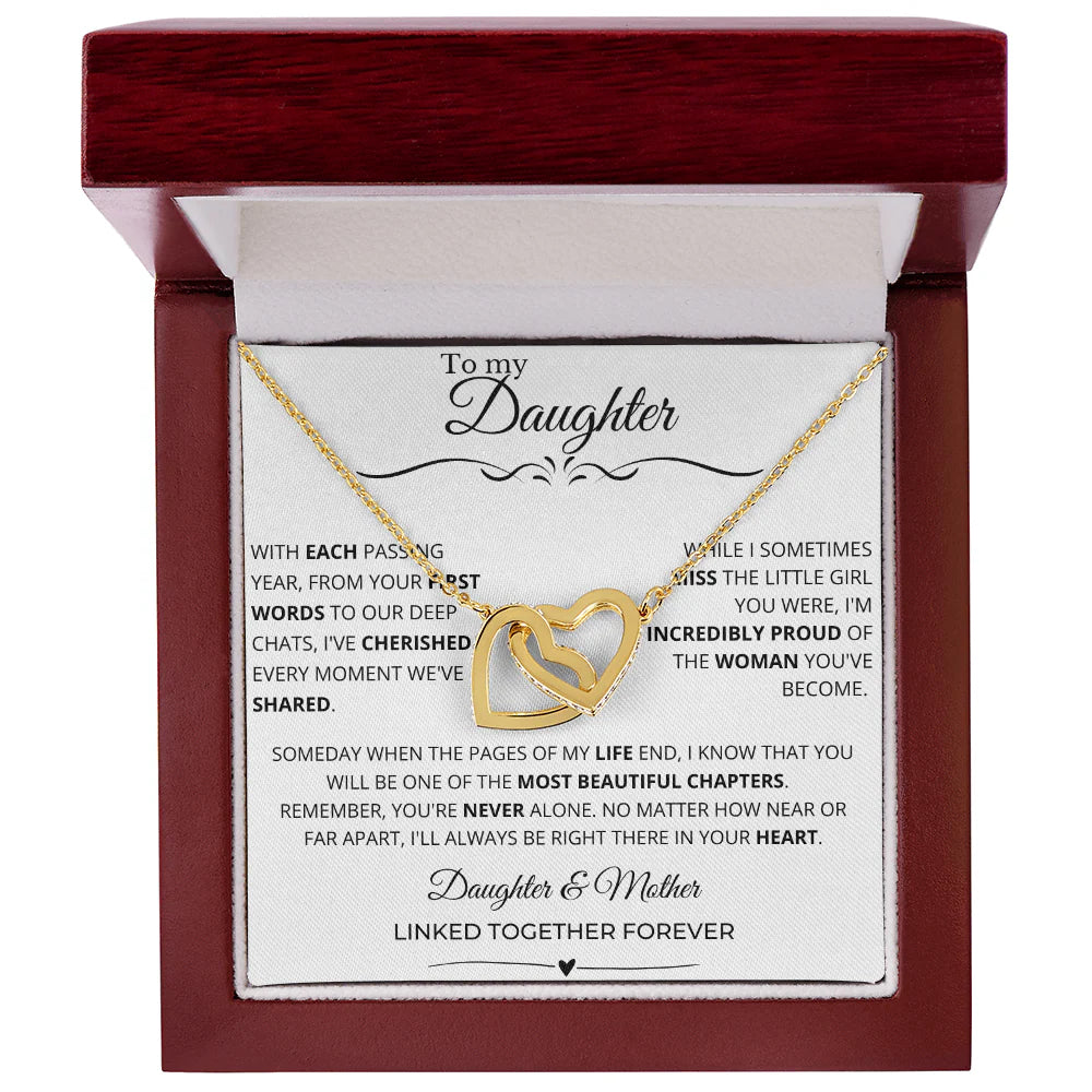 To My Daughter - Linked Hearts Necklace