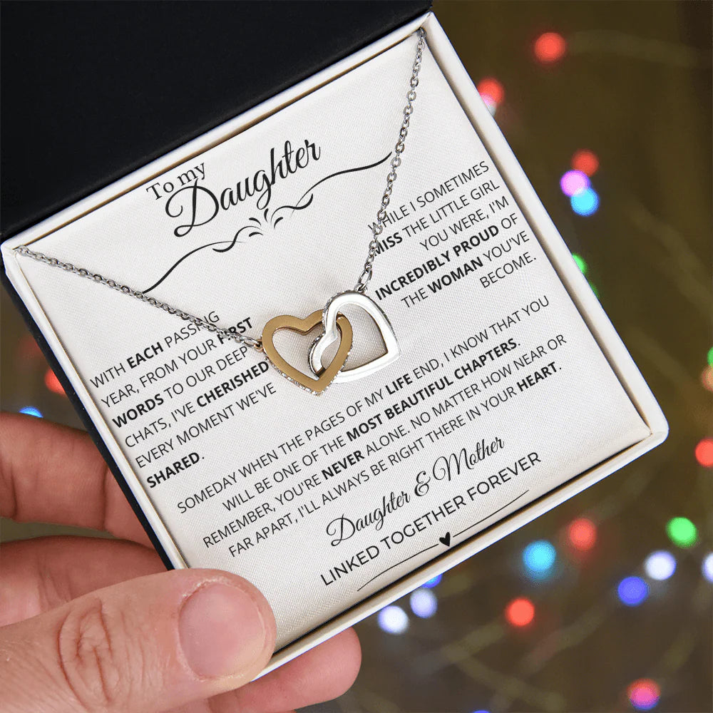 To My Daughter - Linked Hearts Necklace