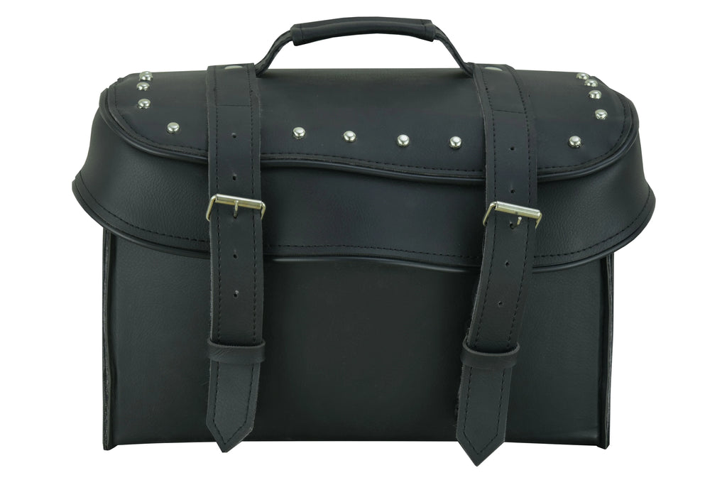 Leather Black PVC Large 4 Piece Motorcycle Touring Tail Bag wi