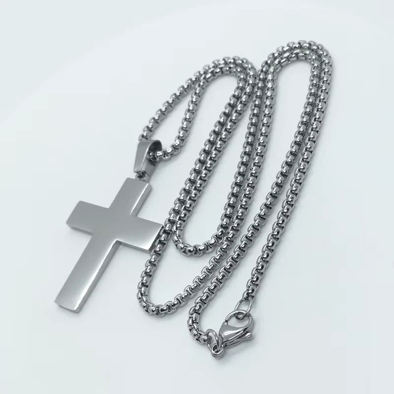 American Flag Necklace Cross Pendant Enamel USA Flag Stainless Steel Patriotic Christian Jewelry Men Gold Steel Color Long Chain