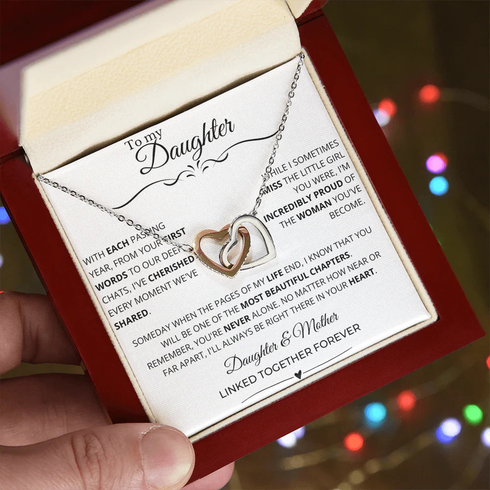 To My Daughter - Linked Hearts Necklace