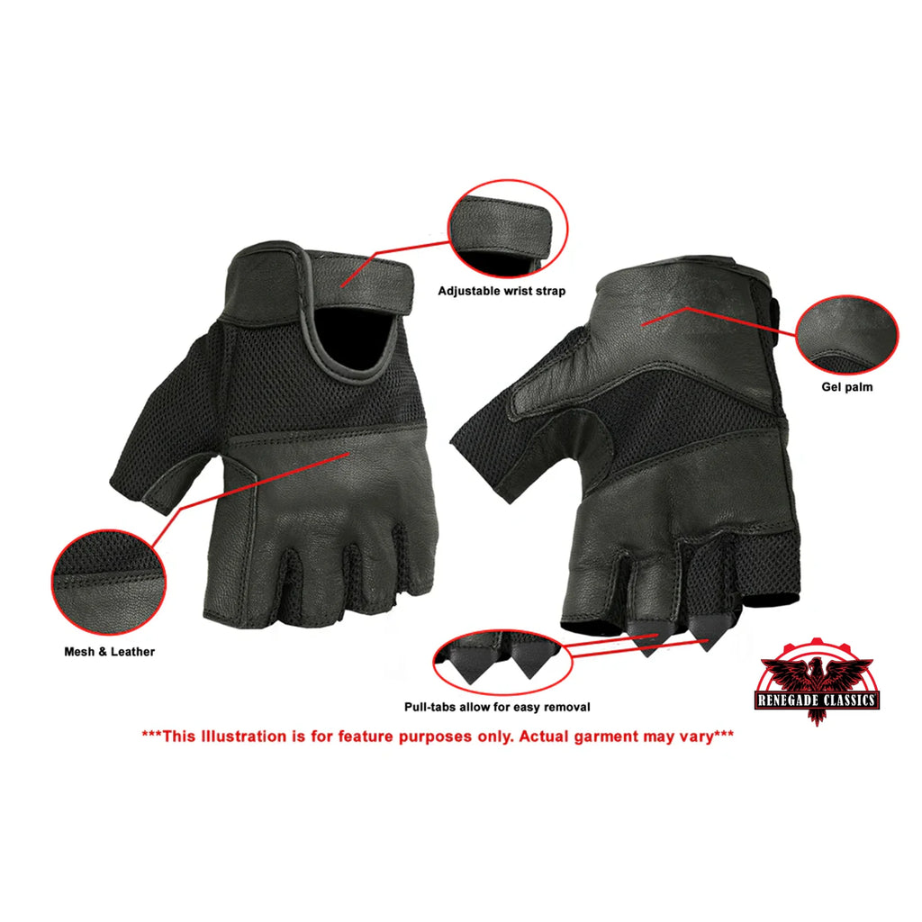 Leather/ Mesh Fingerless Glove