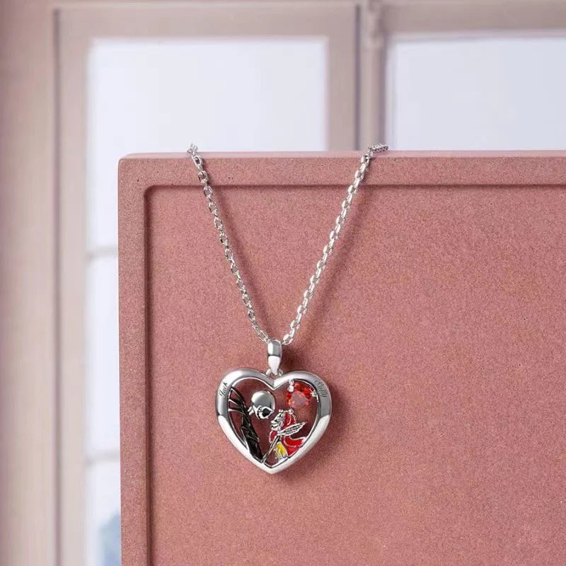 Till Death' Skull Heart Couple's Necklace