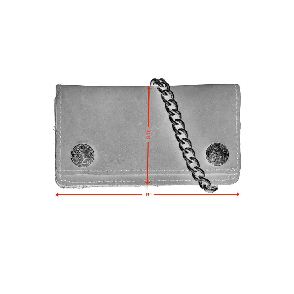 BWC231 Buffalo Nickel Snap Brown Leather Long Bi-Fold Biker Wallet