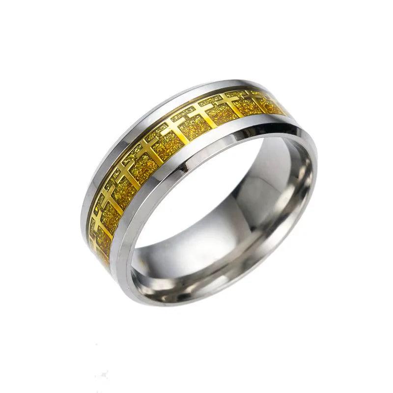 Men'S Bible Cross Ring 5 Colors to Choose Stainless Steel Fashion Prayer Men'S Jewelry US Size #6-#12