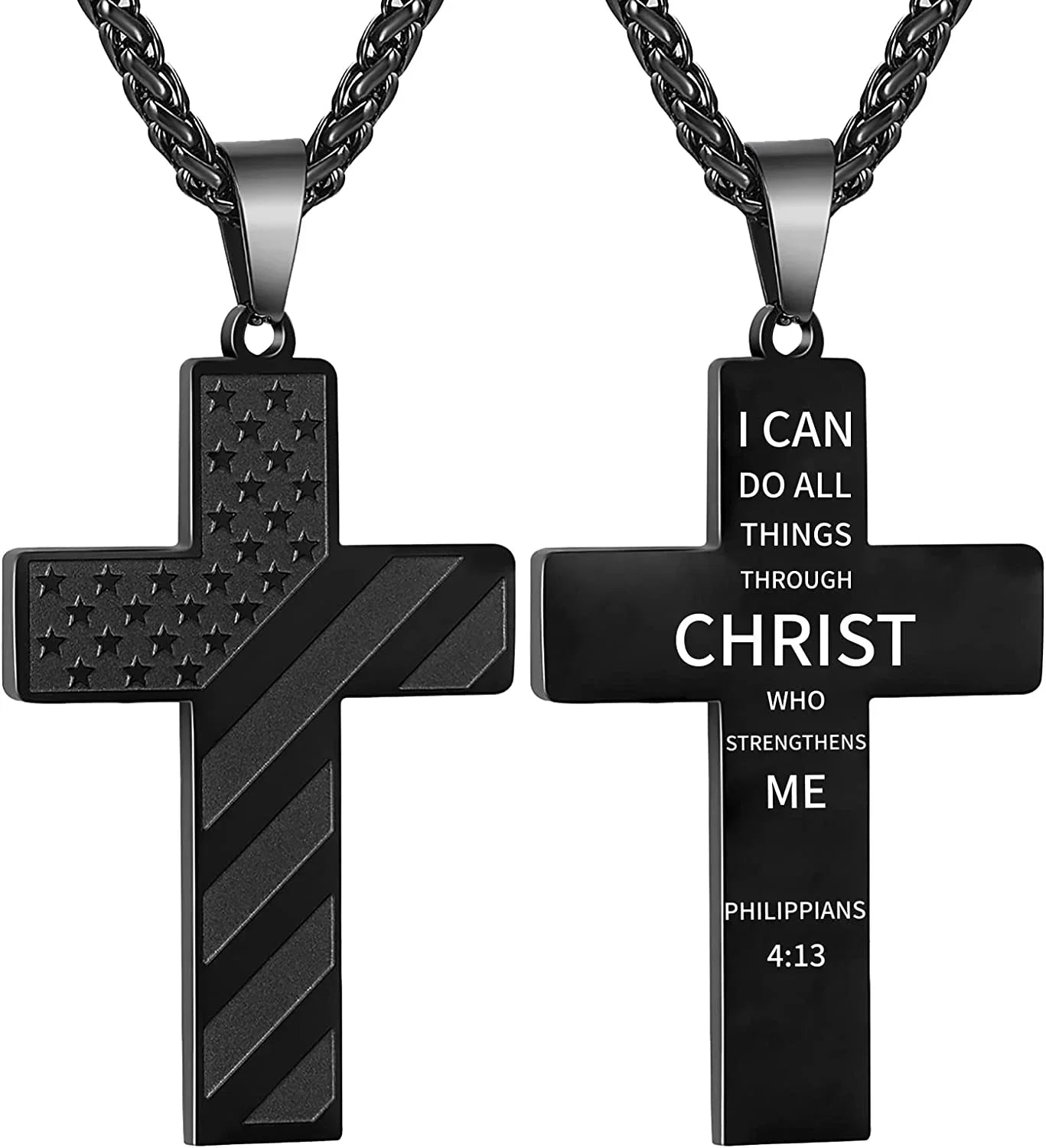 Black American Flag Cross Necklace �?Bold Christian Jewelry for Him