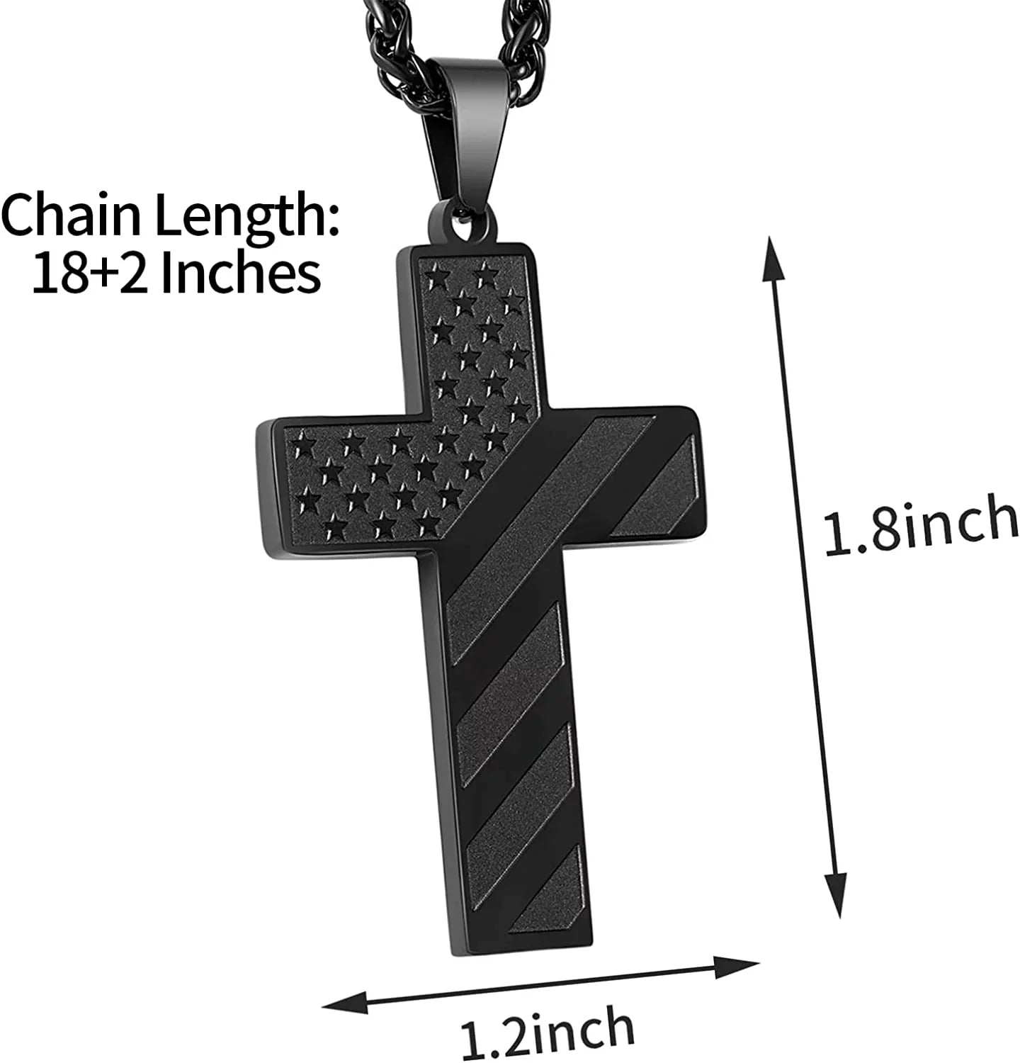 Black American Flag Cross Necklace �?Bold Christian Jewelry for Him