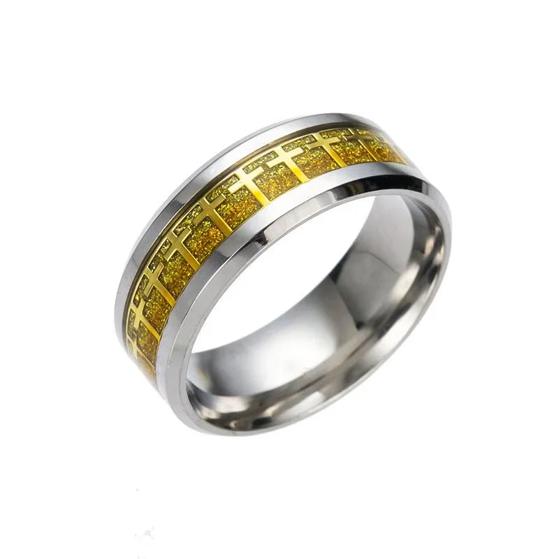 Men'S Bible Cross Ring 5 Colors to Choose Stainless Steel Fashion Prayer Men'S Jewelry US Size #6-#12