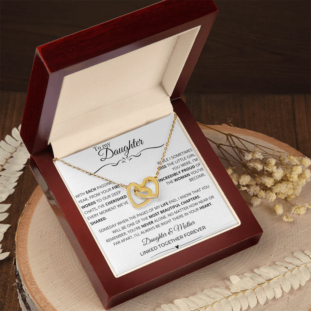 To My Daughter - Linked Hearts Necklace