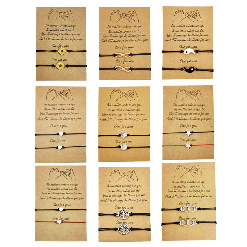 Heart-shaped Sunflower Wax Line Hand-woven Couple Friendship Card Bracelet
