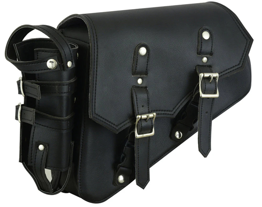 Left Side Synthetic Leather Swing Arm Bag w/Bottle Holder