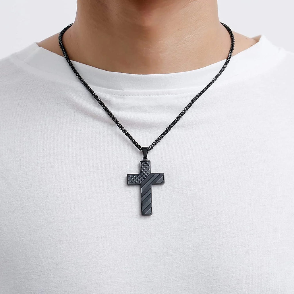 Black American Flag Cross Necklace �?Bold Christian Jewelry for Him
