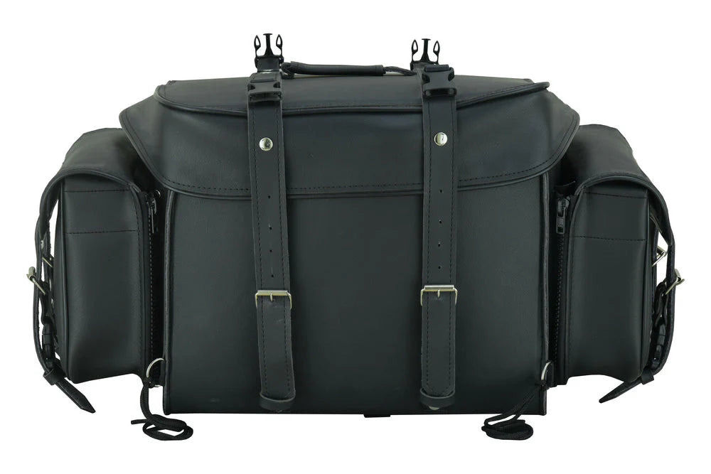Leather Black PVC Large Four Piece Motorcycle Touring Tail Bag