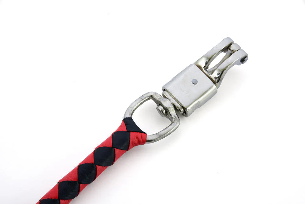 GBW23 Leather Biker Whip-Red/Black