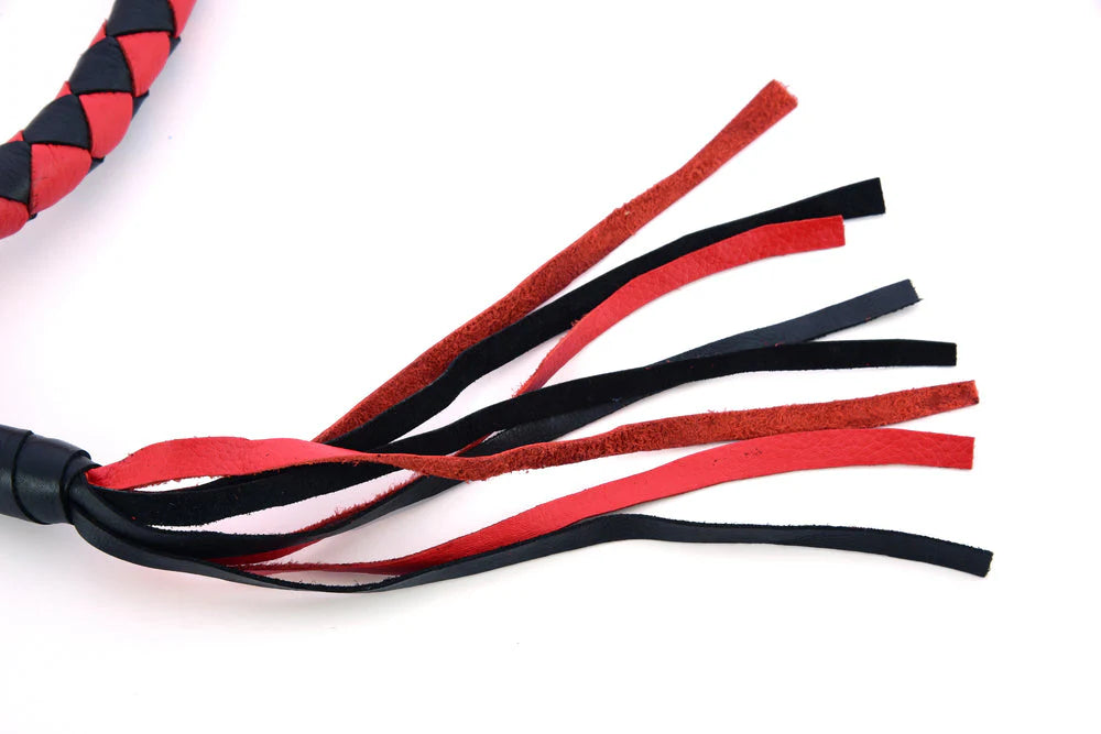 GBW23 Leather Biker Whip-Red/Black