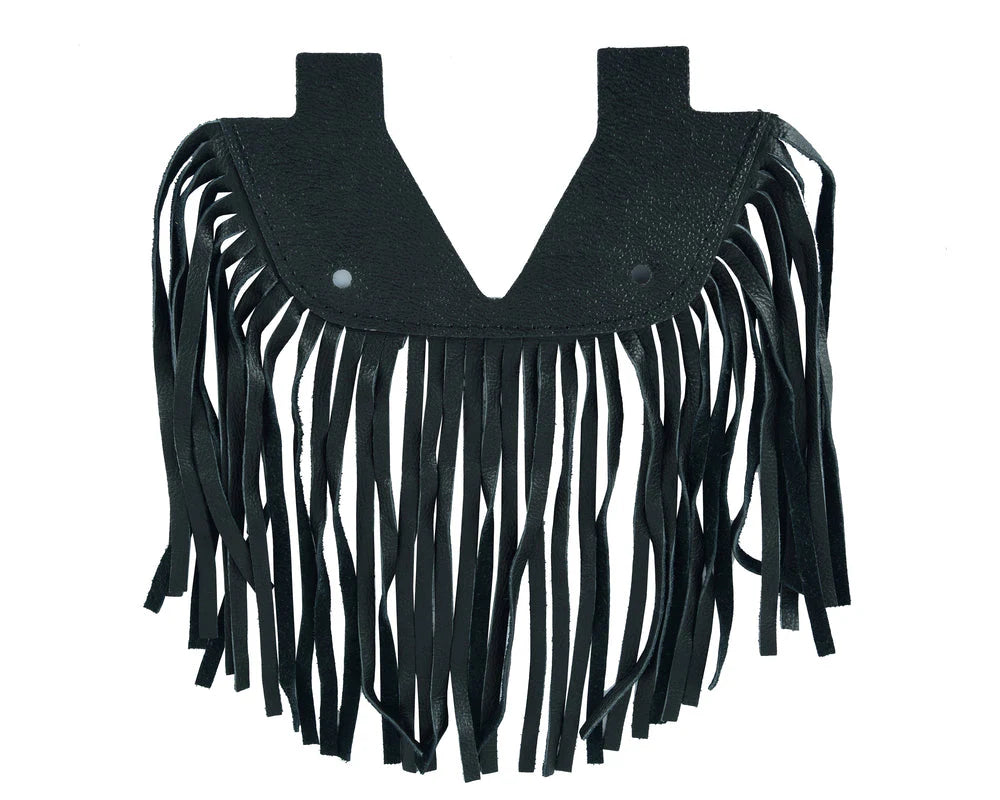 B14 Black Leather Floor Boards with Fringe - Small