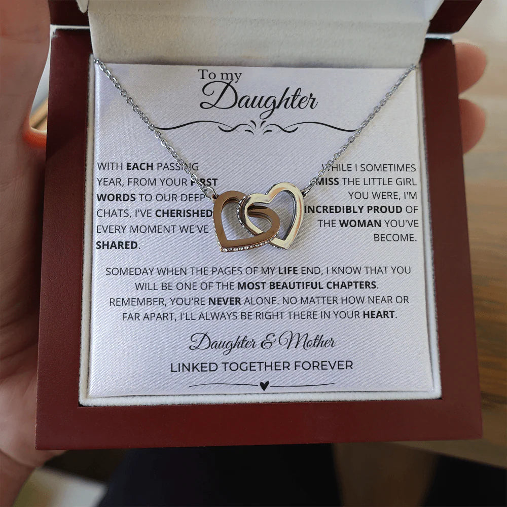 To My Daughter - Linked Hearts Necklace